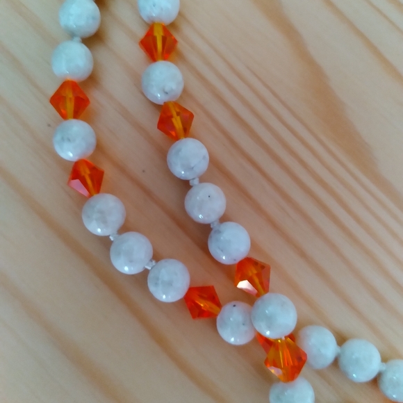 White Coral and Swarovski Crystal Necklace - Picture 8 of 12